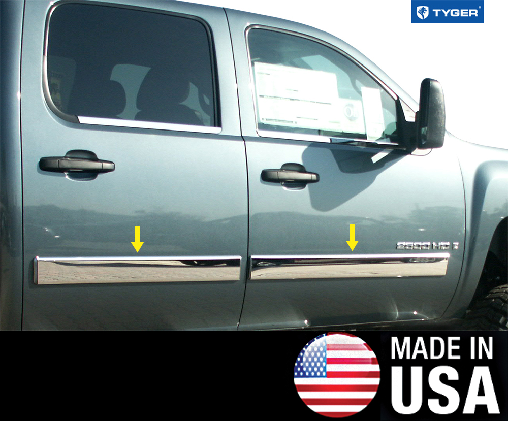 TYGER For 0913 Chevy Silverado Crew Cab Body Side Molding Trim Full 4.