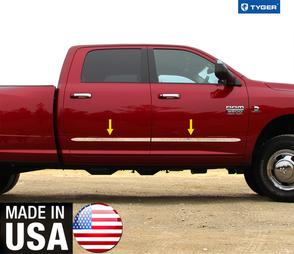 TYGER Body Side Molding Trim For Dodge 092018 Ram Crew Cab 1.5'' Wide